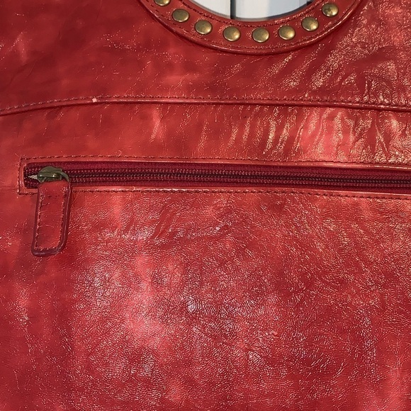 Faux Leather woven studded Large Clutch Purse in Wine Red - Picture 4 of 11